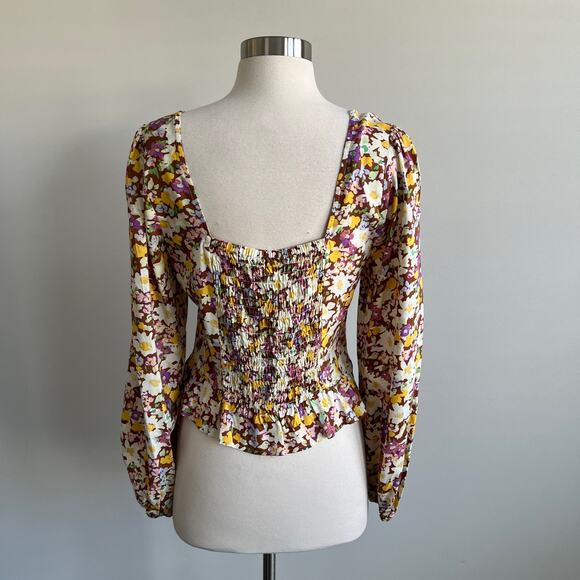 Sanctuary Drawn to You Blouse V-neck Long Sleeve Floral Cinch Small NWT - Picture 7 of 8